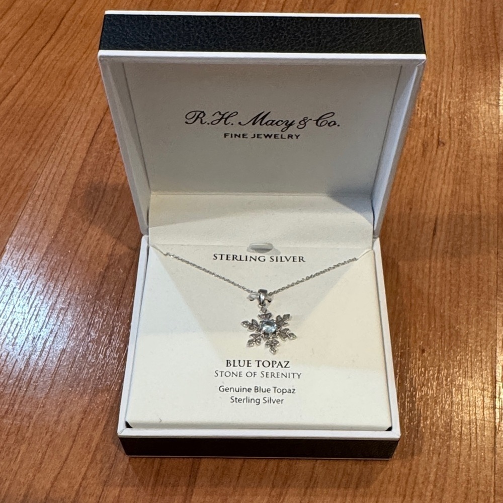 Macy's Sterling Silver Necklace with Blue Topaz